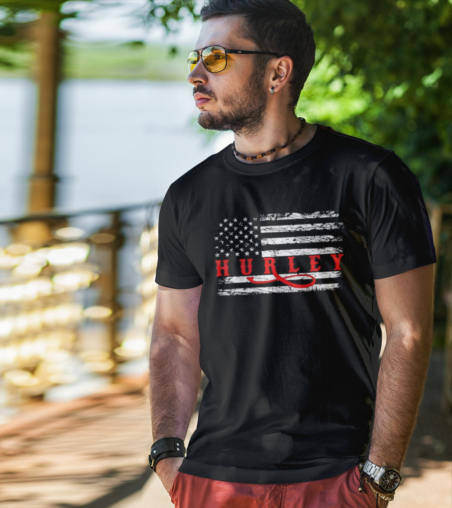 Hurley American Flag Retro Style T-Shirt