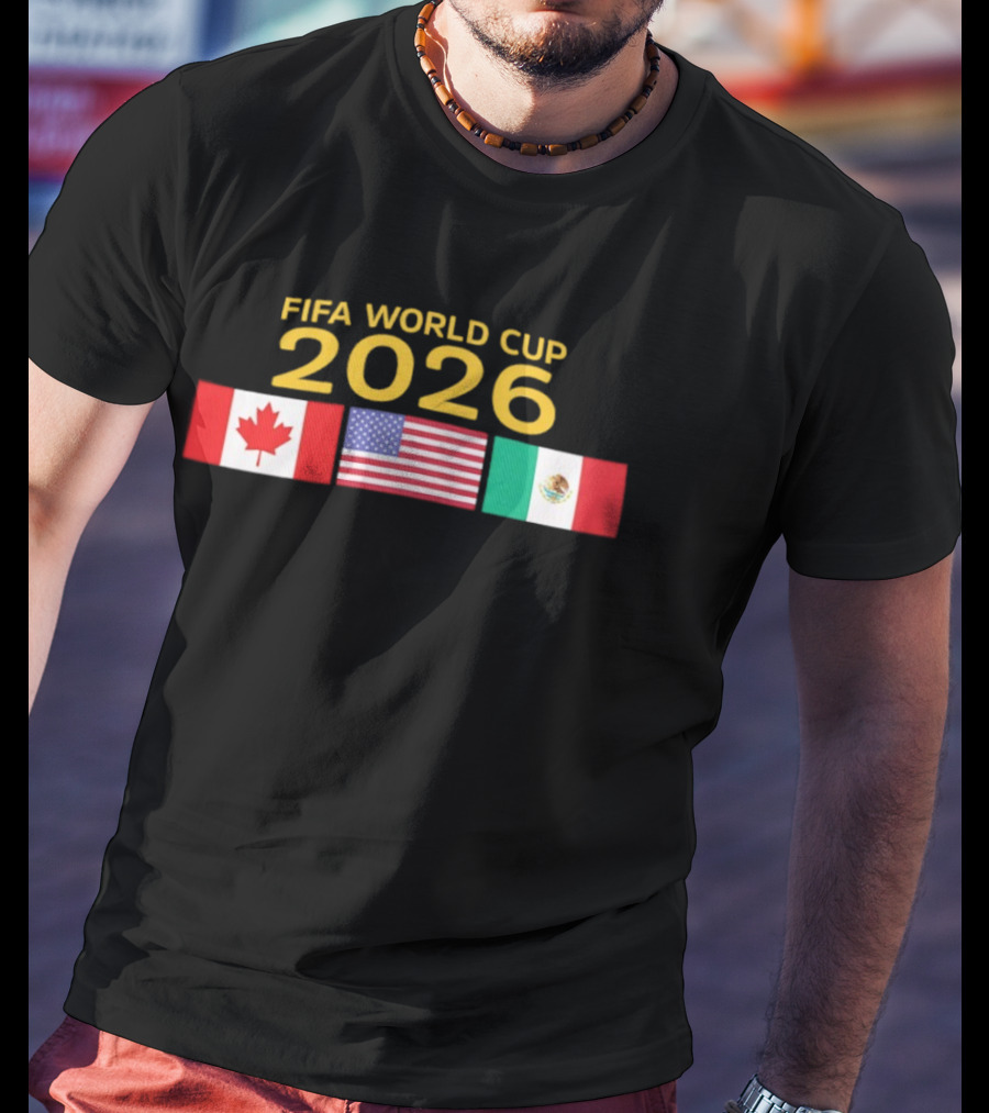 FIFA World Cup 2026 Canada USA Mexico Flags T-Shirt