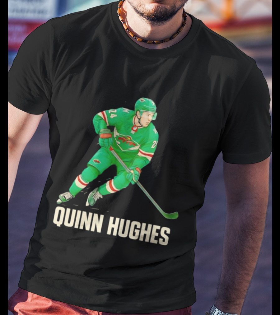 Quinn Hughes Minnesota Wild Hockey Skater T-Shirt