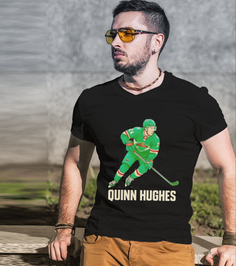 Quinn Hughes Minnesota Wild Hockey Skater T-Shirt