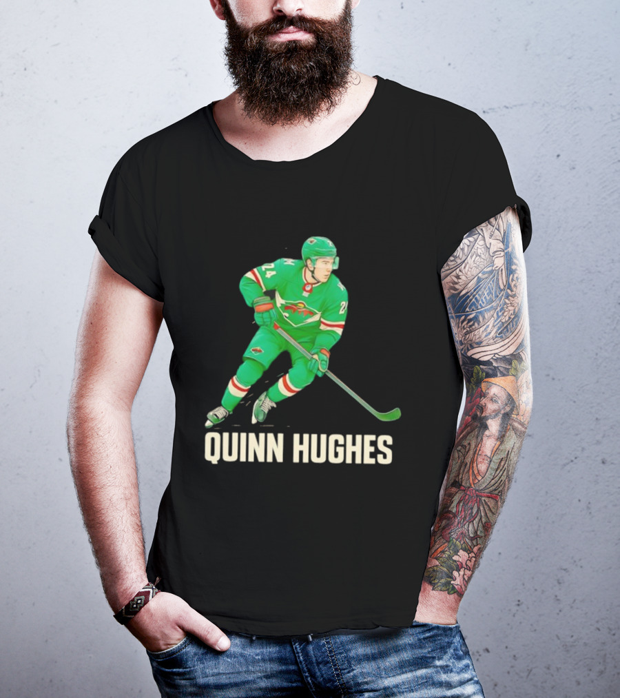 Quinn Hughes Minnesota Wild Hockey Skater T-Shirt