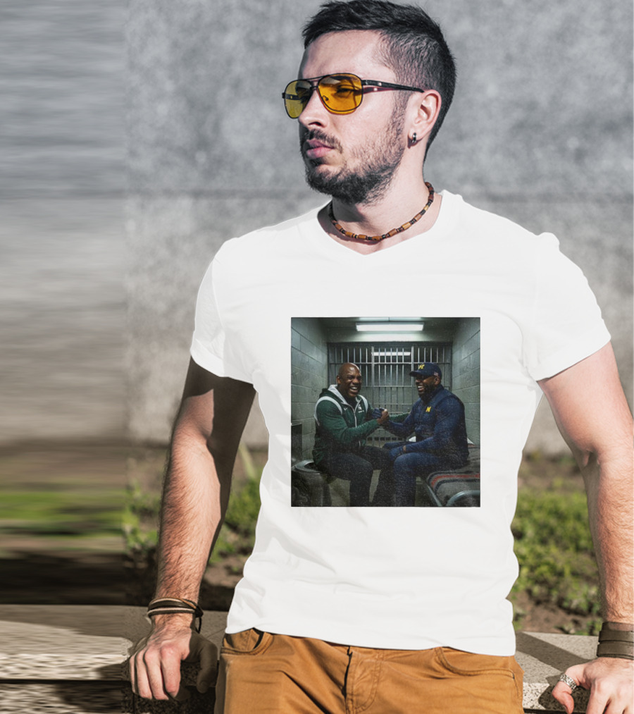 Sherrone Moore Vs Mel Tucker Prison Go Blue Michigan Rivalry T-Shirt