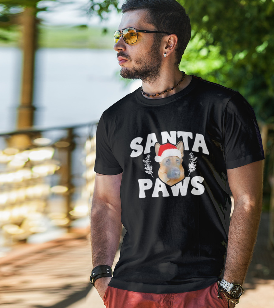 Santa Paws German Shepherd Christmas 2025 T-Shirt