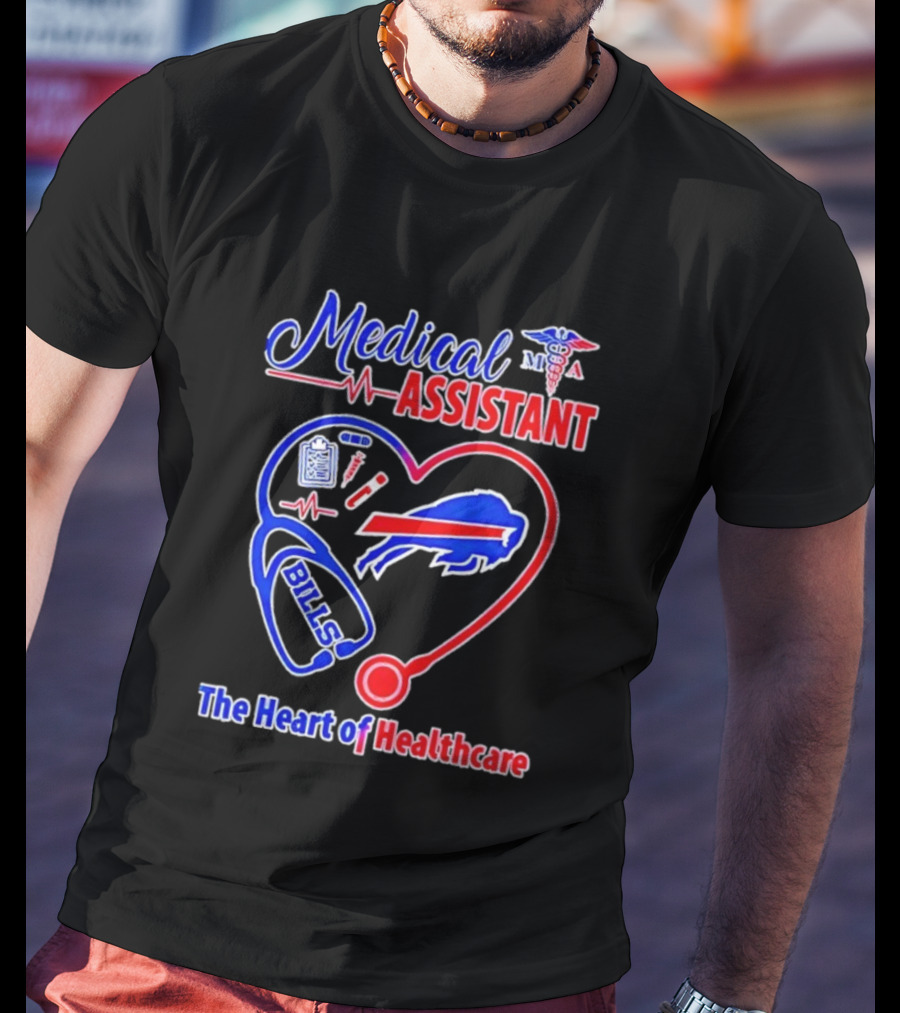 Buffalo Bills Stethoscope Medical Assistant Heart Of Healthcare T-Shirt