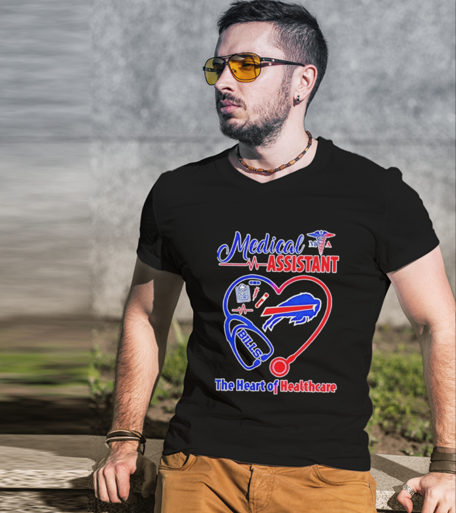 Buffalo Bills Stethoscope Medical Assistant Heart Of Healthcare T-Shirt