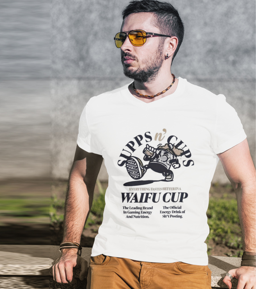 Supps N Cups Everything Tastes Better In A Waifu Cup Gamer Supps Leading Brand Gaming Energy YouTubers Energy Drink Esports T-Shirt