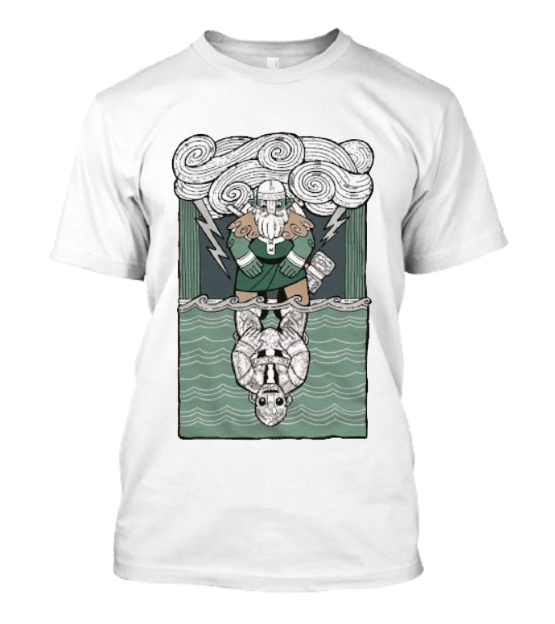 Tales From The Stinky Dragon Reflections Of Tolv Viking Dwarf And Robot Mirror Waves Storm Clouds Lightning T-Shirt