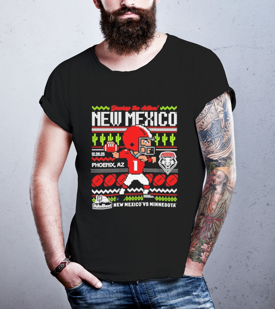 New Mexico Vs Minnesota 2025 Rate Bowl Phoenix AZ Lobos Ugly Christmas T-Shirt