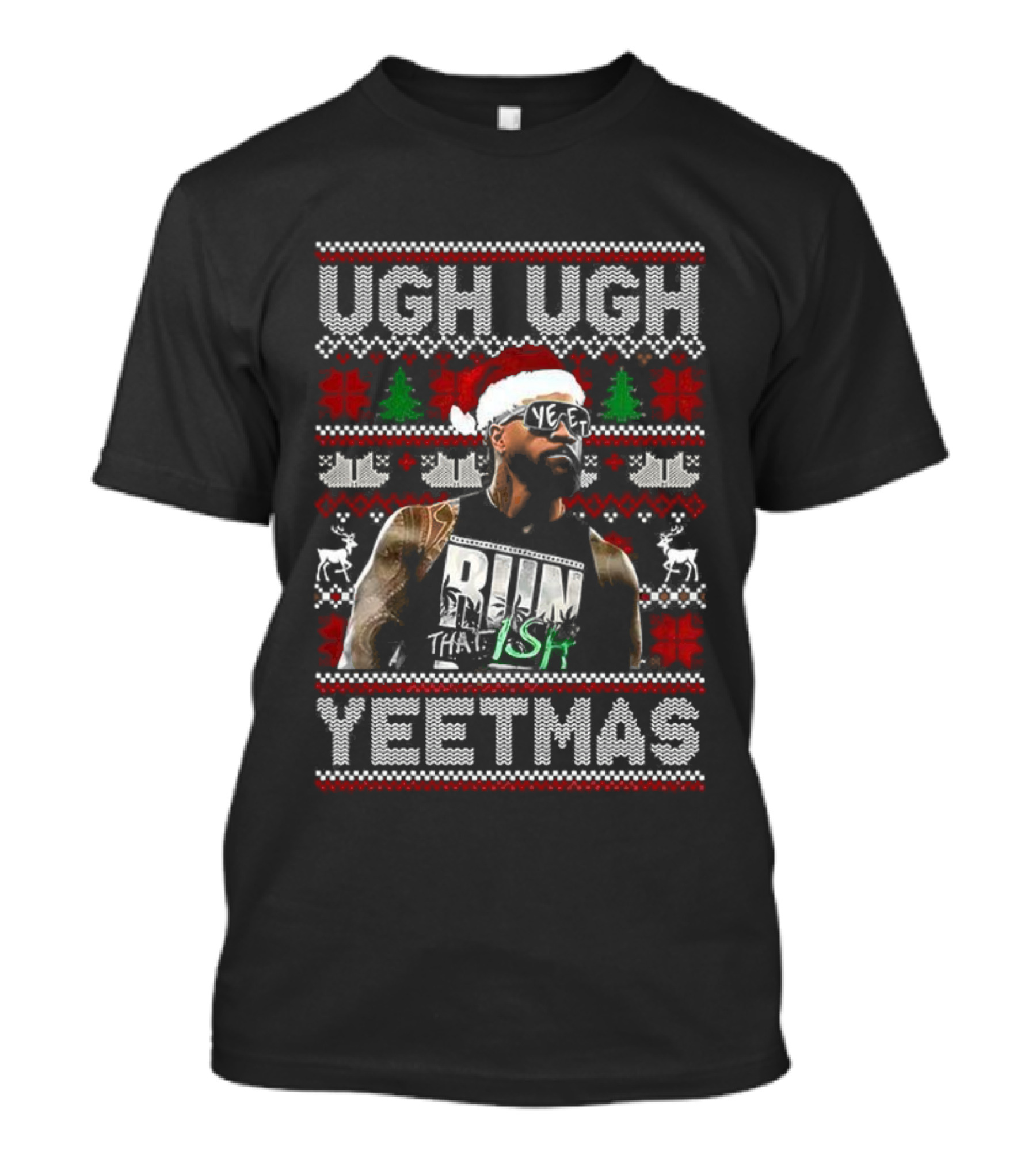 Jey Uso WWE Ugh Ugh Yeetmas Ugly Christmas Sweater Santa Hat T-Shirt