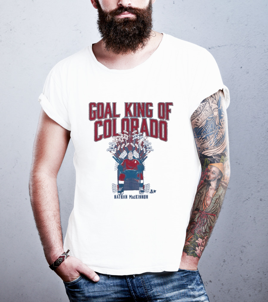 GOAL KING OF COLORADO NATHAN MACKINNON ICONIC THRONE T-Shirt
