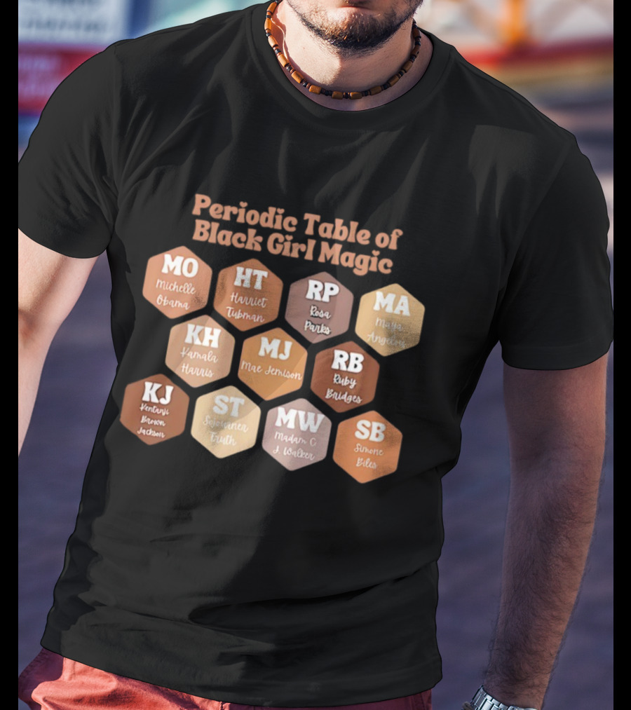 Periodic Table Of Black Girl Magic MO HT RP MA KH MJ RB KJ ST MW SB T-Shirt