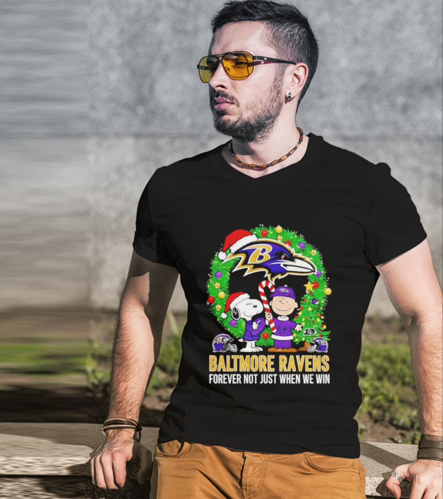 Baltimore Ravens Christmas Snoopy Forever Not Just When We Win T-Shirt