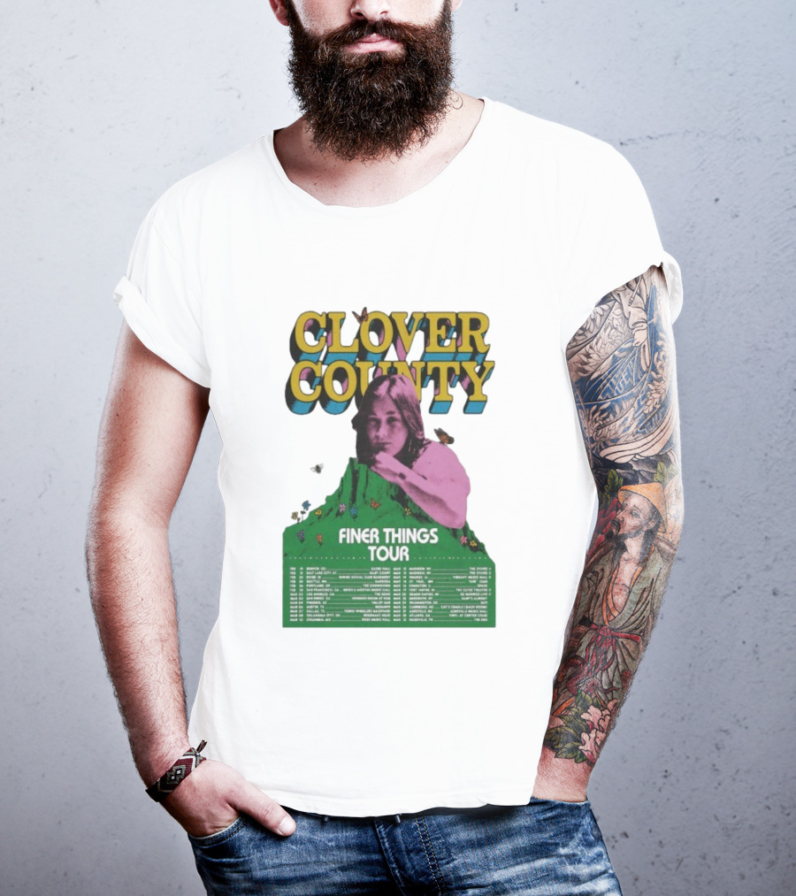 Clover County Finer Things Tour 2026 Vintage Art With Pink And Green Aesthetic T-Shirt