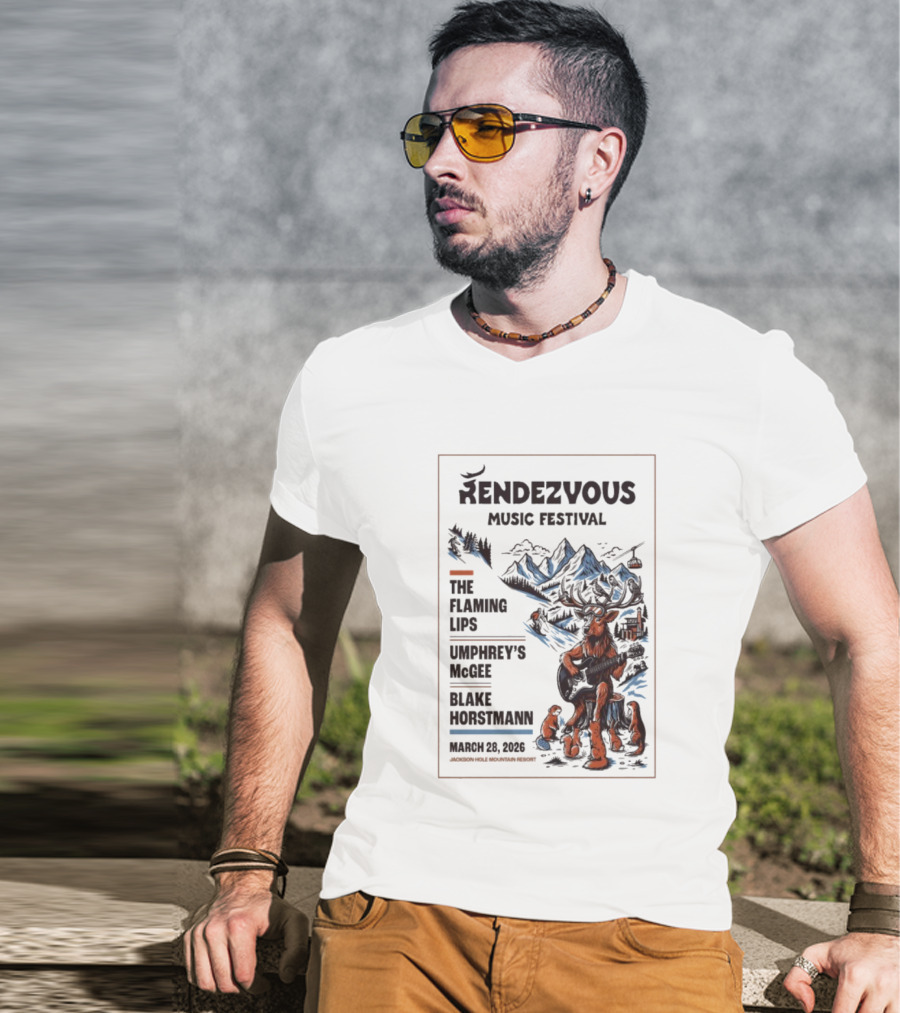 Rendezvous Music Festival The Flaming Lips Umphrey's McGee Blake Horstmann March 28 2026 Jackson Hole Mountain Resort Teton Village WY T-Shirt