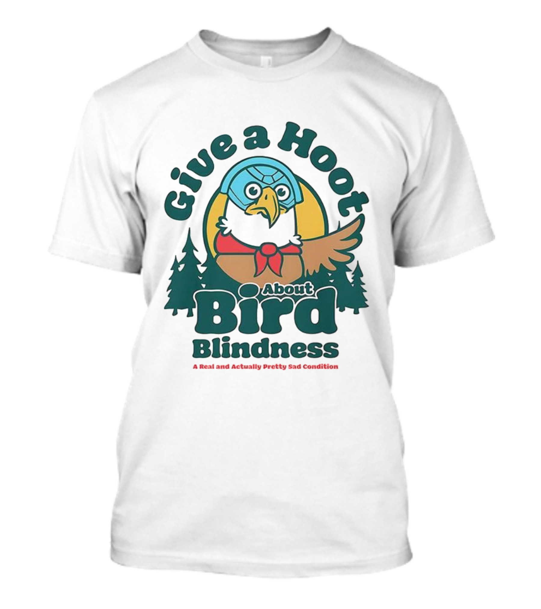 Give A Hoot About Bird Blindness Forest Conservation Turtle Owl T-Shirt