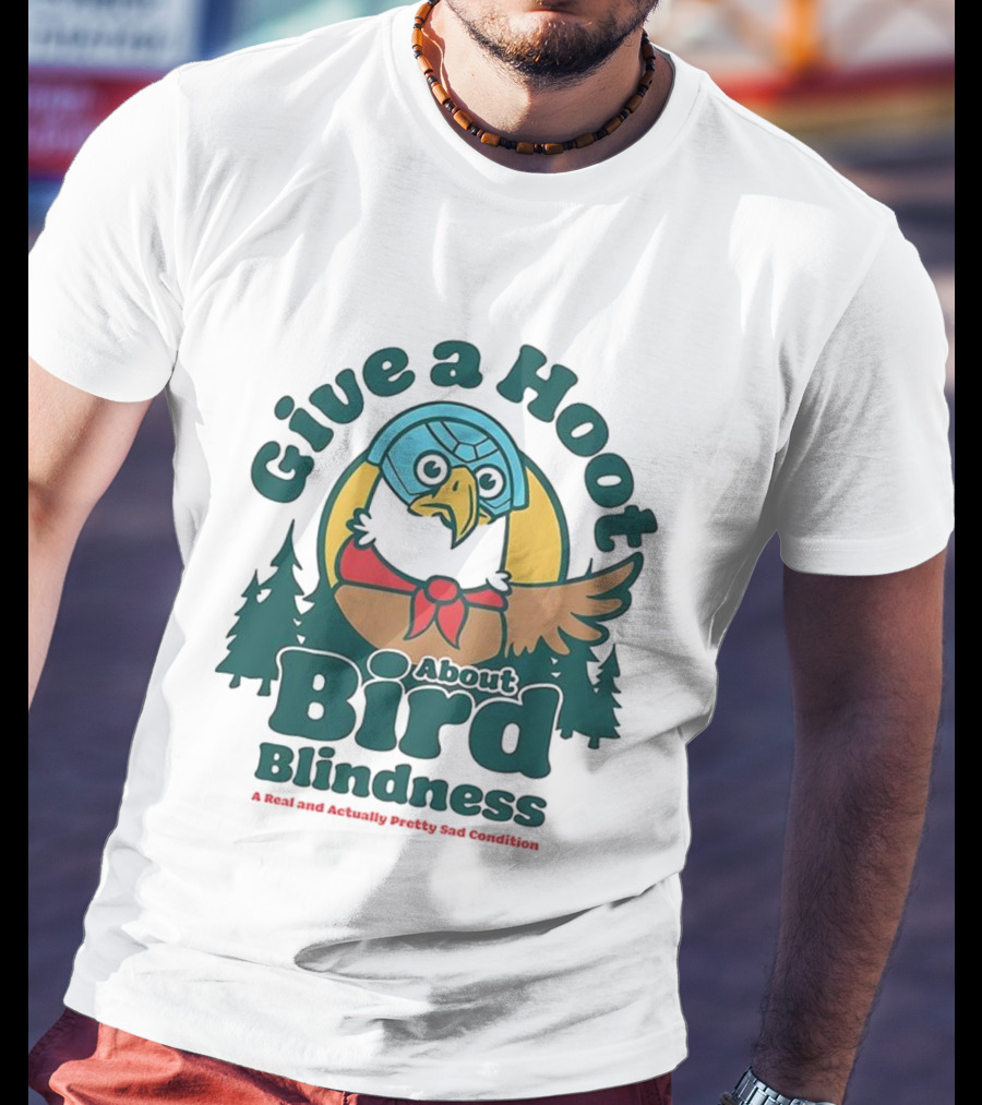 Give A Hoot About Bird Blindness Forest Conservation Turtle Owl T-Shirt