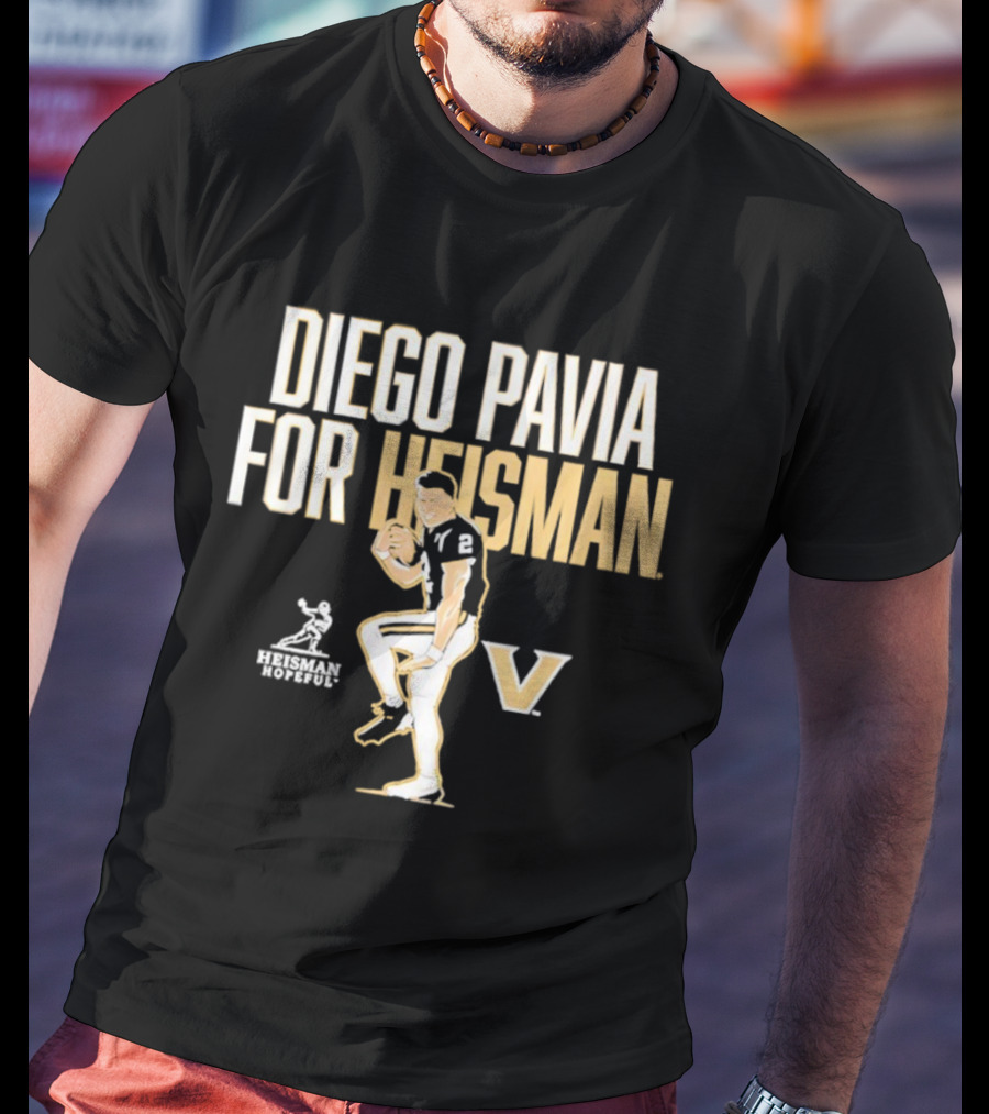 Diego Pavia For Heisman Vanderbilt Commodores Football V Logo T-Shirt