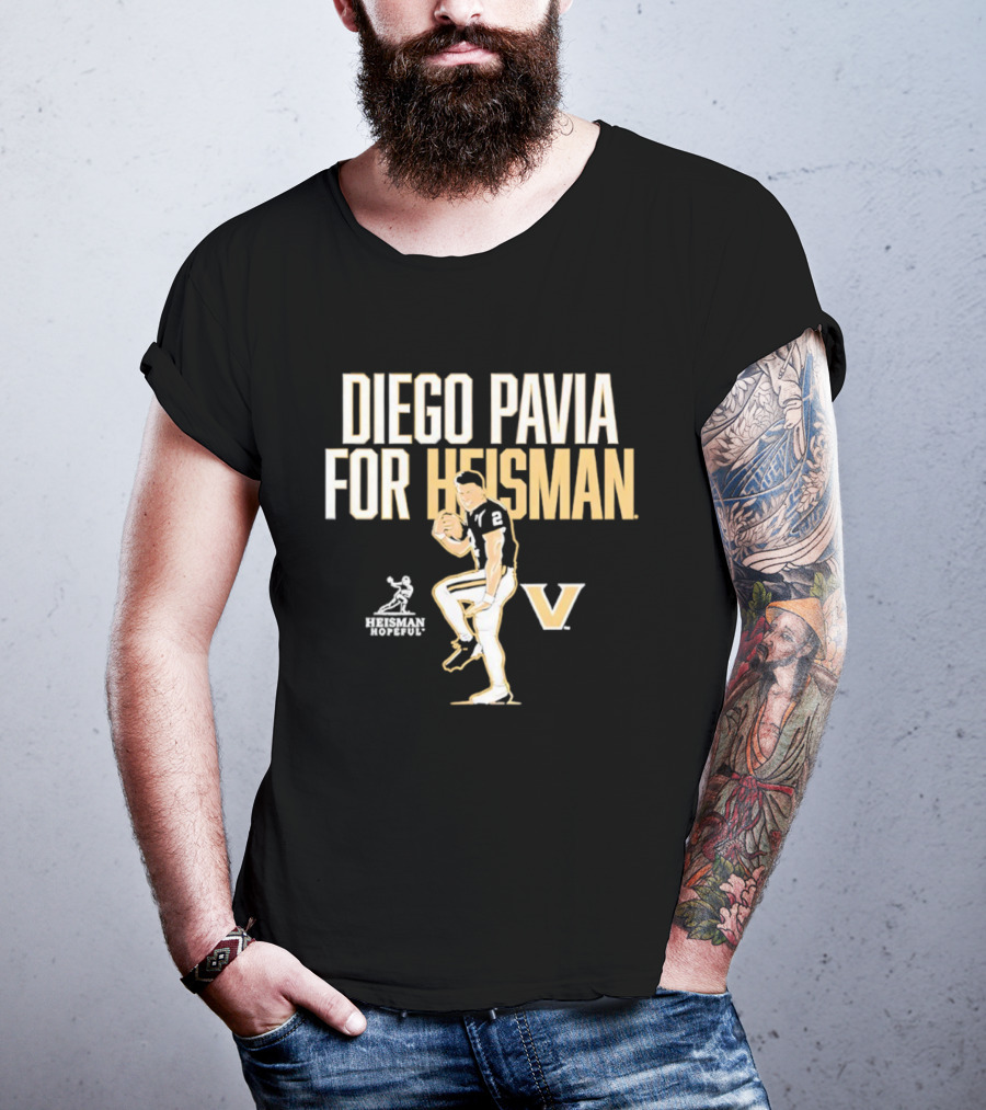 Diego Pavia For Heisman Vanderbilt Commodores Football V Logo T-Shirt