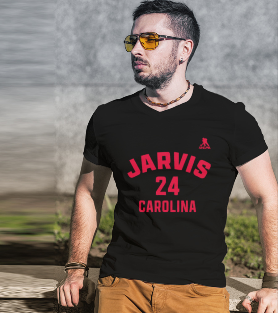 Seth Jarvis 24 Carolina Hurricanes Name And Number T-Shirt