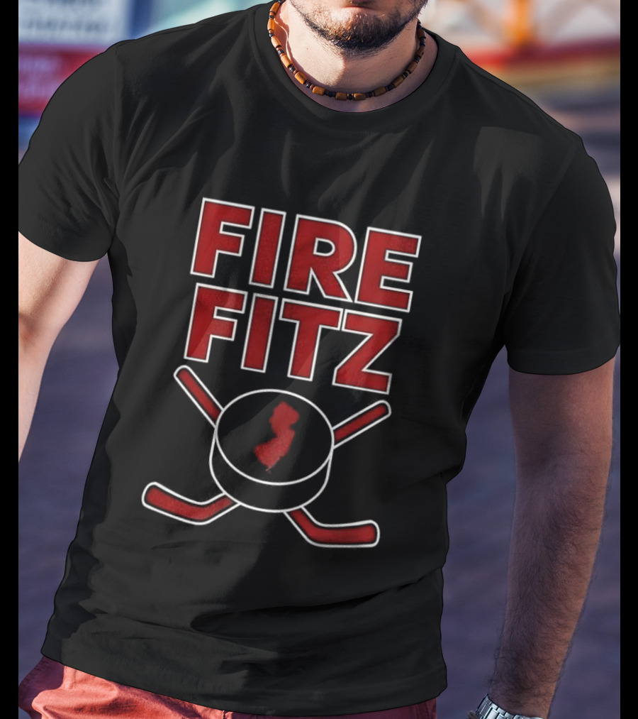 New Jersey Devils Fire Fitz Hockey Puck Sticks Graphic T-Shirt