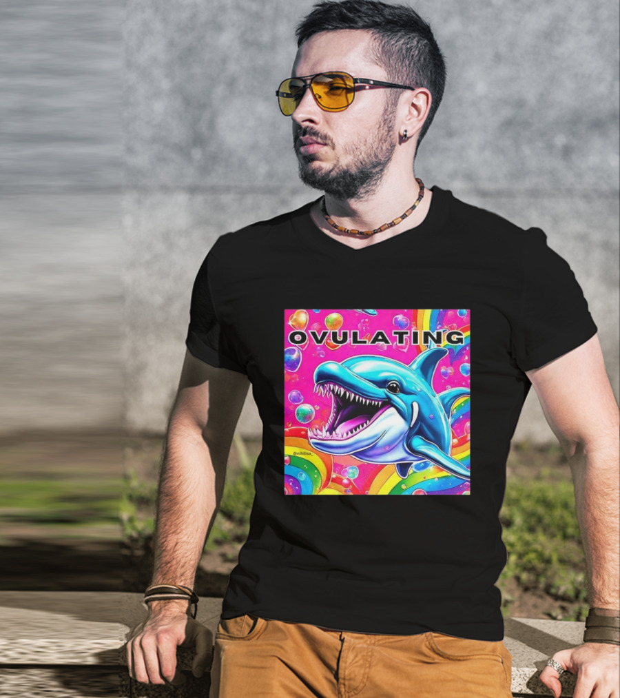 Ovulating Dolphin Rainbow Meme Colorful Background T-Shirt