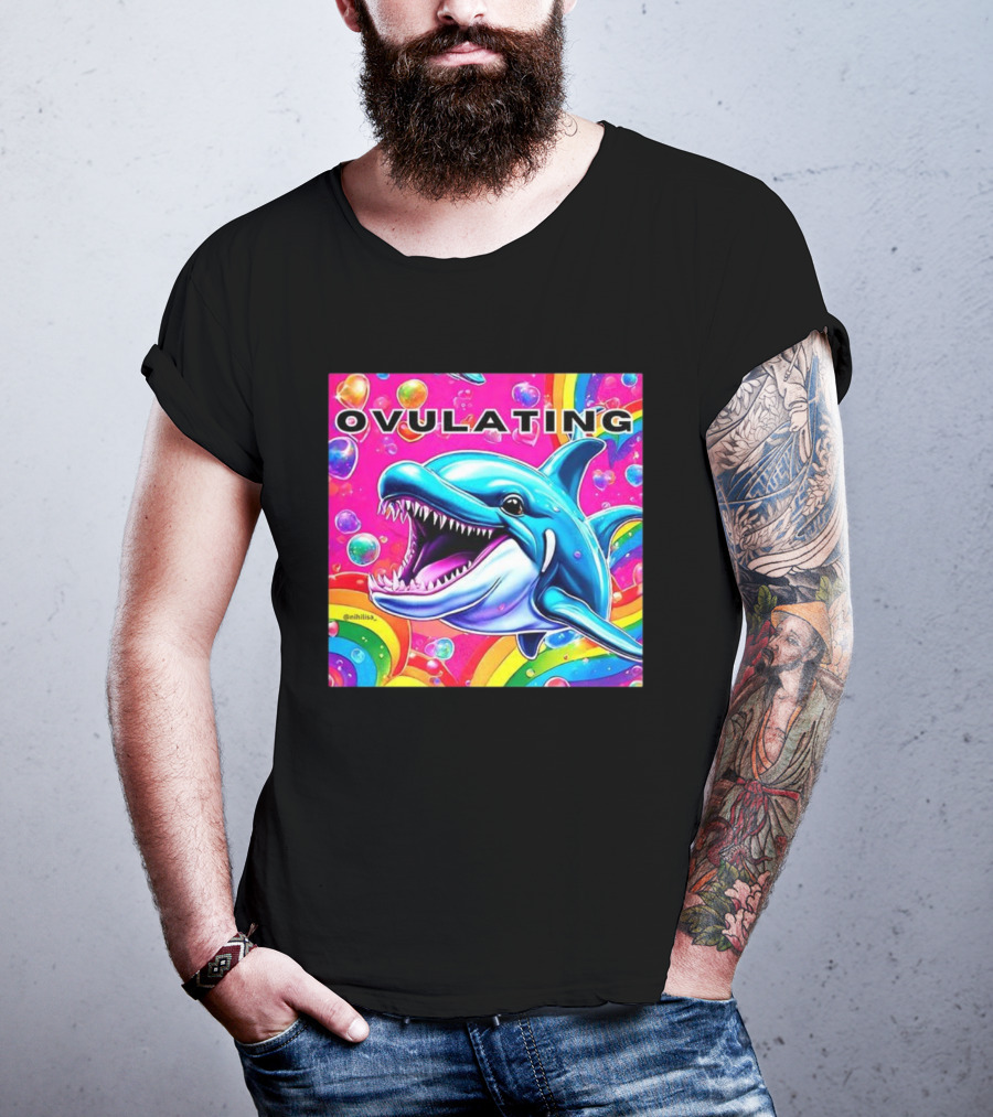 Ovulating Dolphin Rainbow Meme Colorful Background T-Shirt