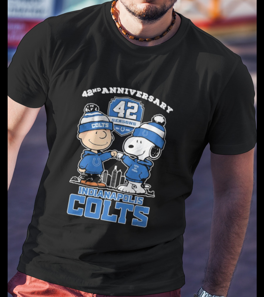 Snoopy Charlie Brown Indianapolis Colts 42nd Anniversary Seasons T-Shirt