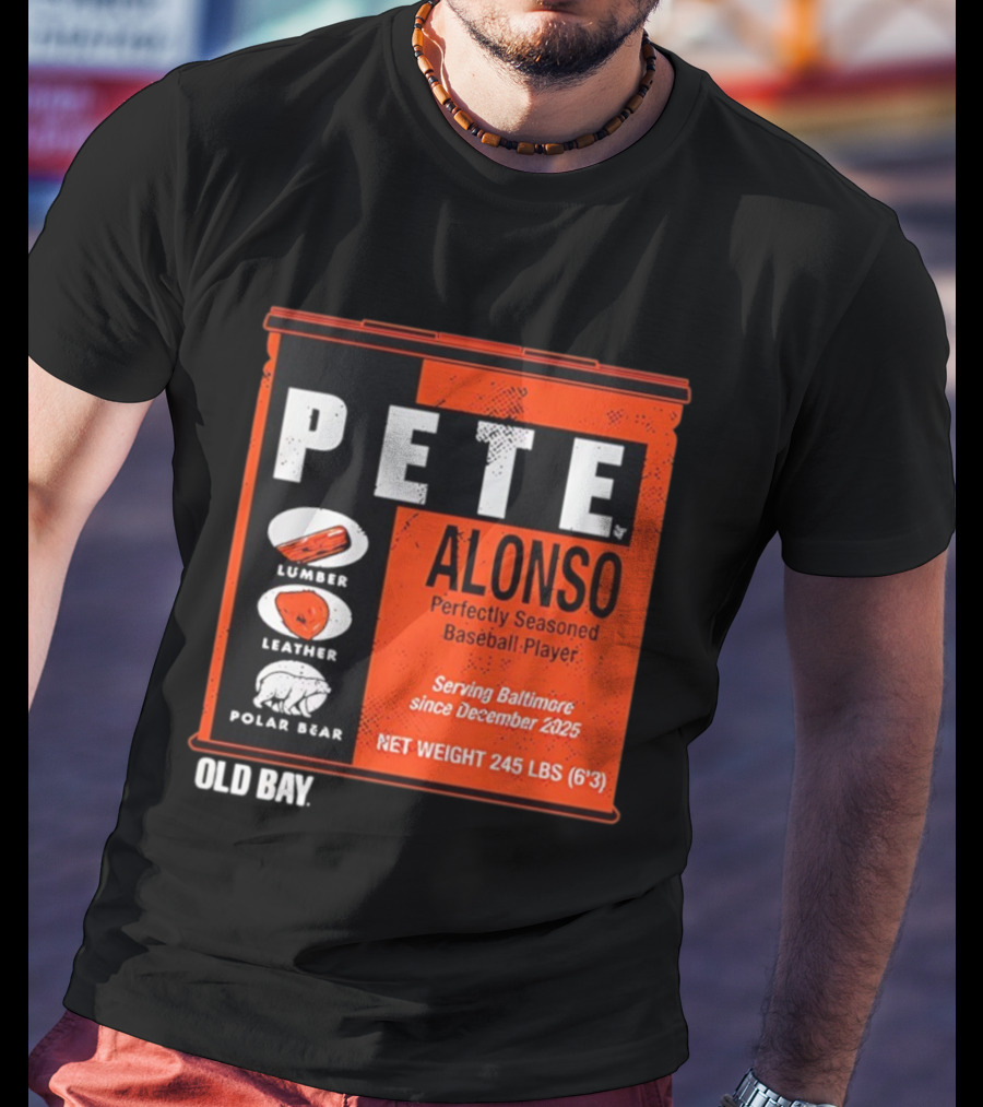 Pete Alonso Perfectly Seasoned Baseball Player Baltimore Old Bay Can Polar Bear T-Shirt