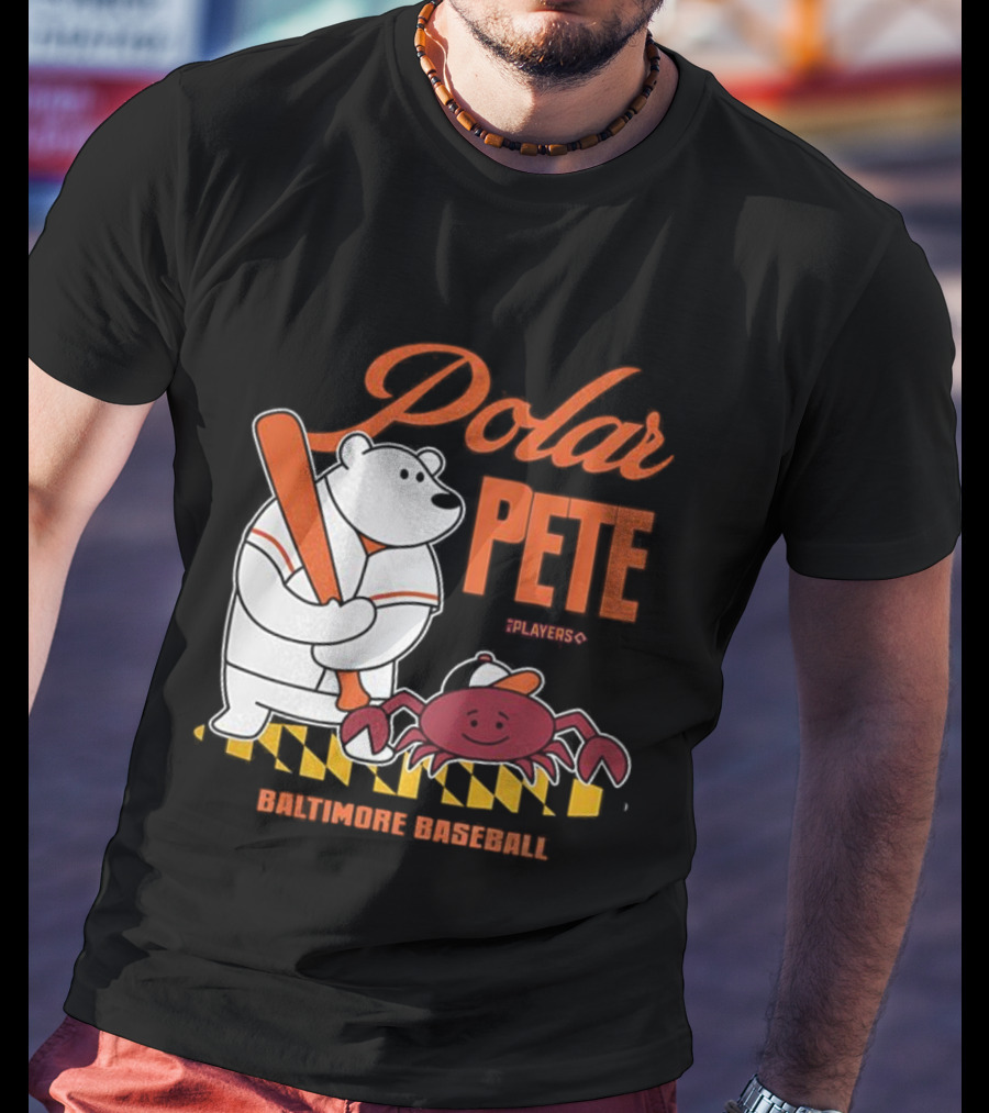 Polar Pete Players Baltimore Baseball Crab Bat Icon T-Shirt