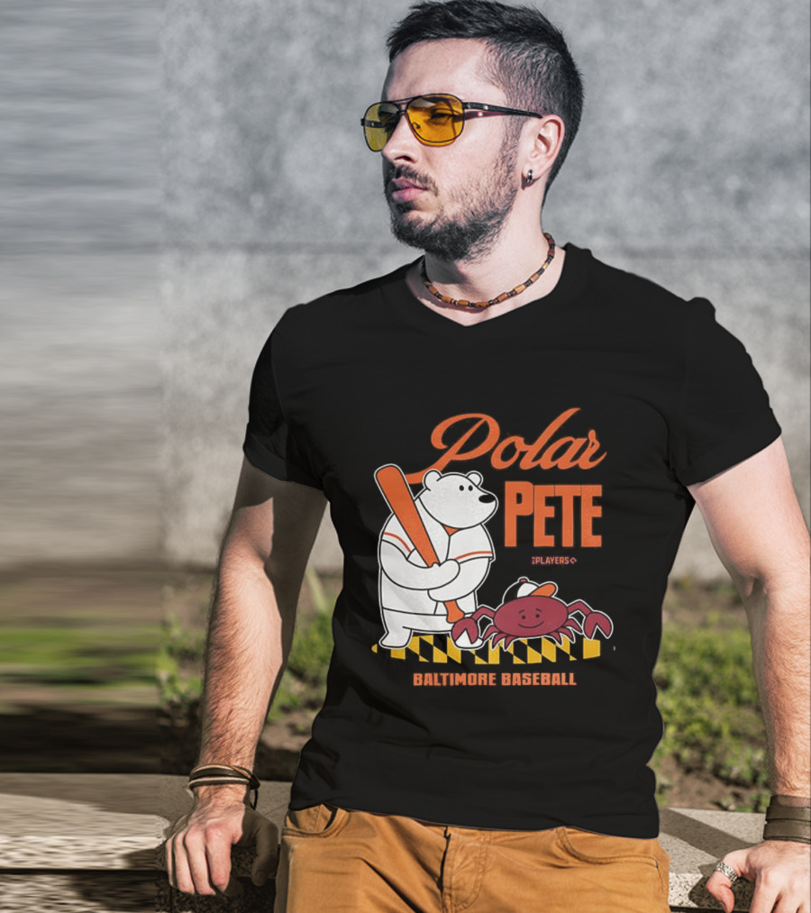Polar Pete Players Baltimore Baseball Crab Bat Icon T-Shirt