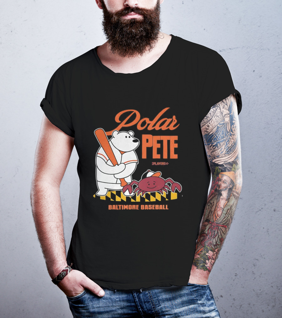 Polar Pete Players Baltimore Baseball Crab Bat Icon T-Shirt
