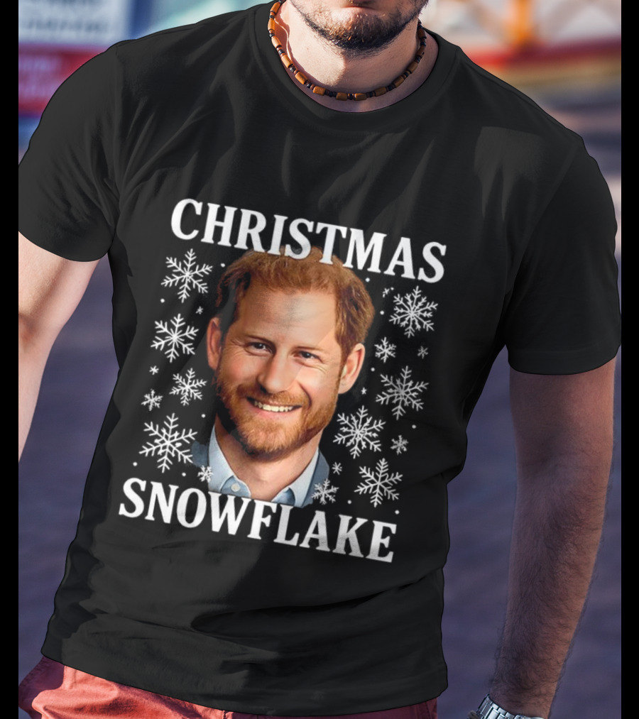 Prince Harry Christmas Snowflake Festive Smile T-Shirt