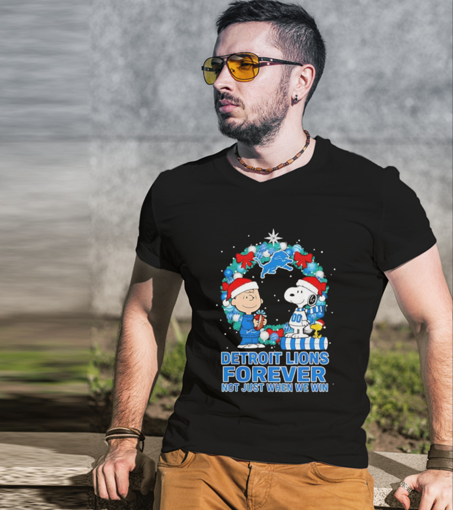 Detroit Lions Forever Snoopy Christmas Not Just When We Win T-Shirt