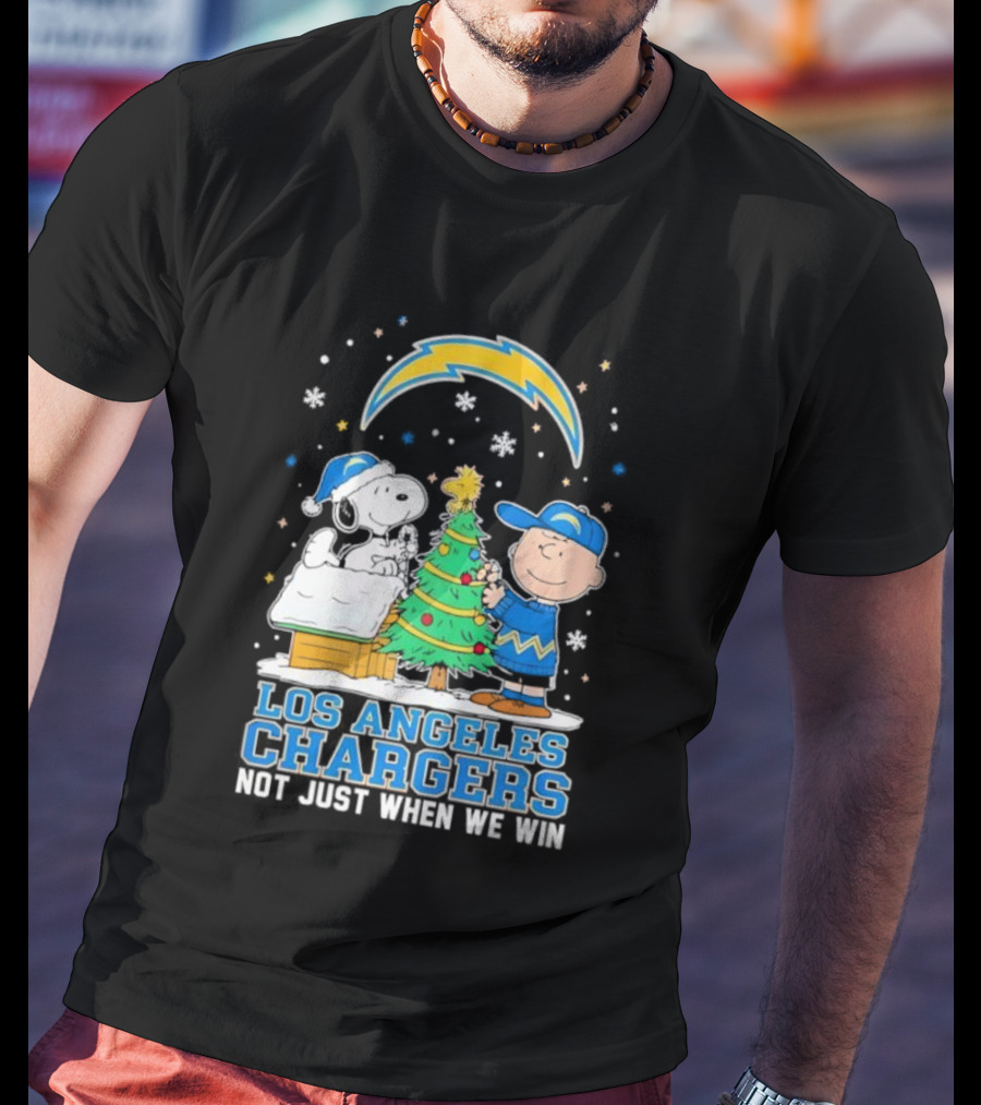 Peanuts Snoopy Christmas Los Angeles Chargers Not Just When We Win T-Shirt