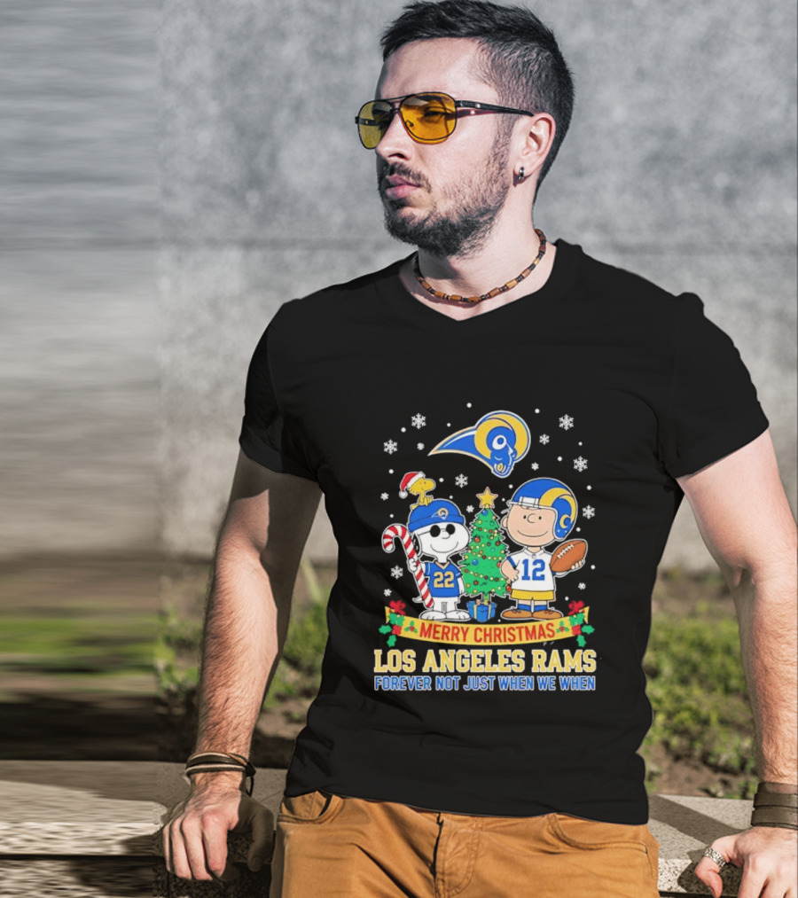 Merry Christmas Peanuts Snoopy Los Angeles Rams Forever Not Just When We Win T-Shirt