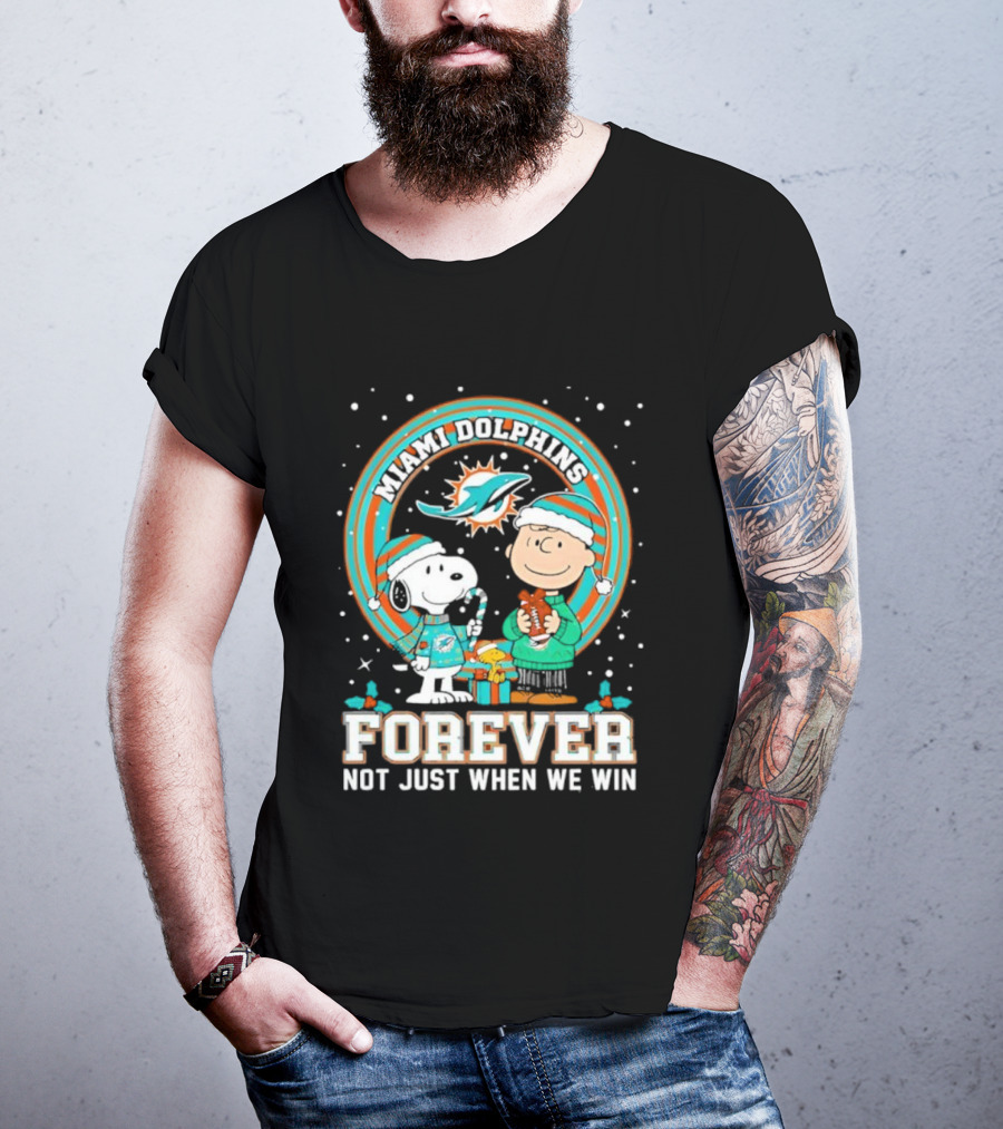 Peanuts Snoopy Miami Dolphins Christmas Forever Not Just When We Win T-Shirt