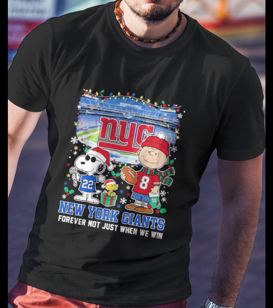 NYC Peanuts Snoopy Christmas New York Giants Forever Not Just When We Win T-Shirt