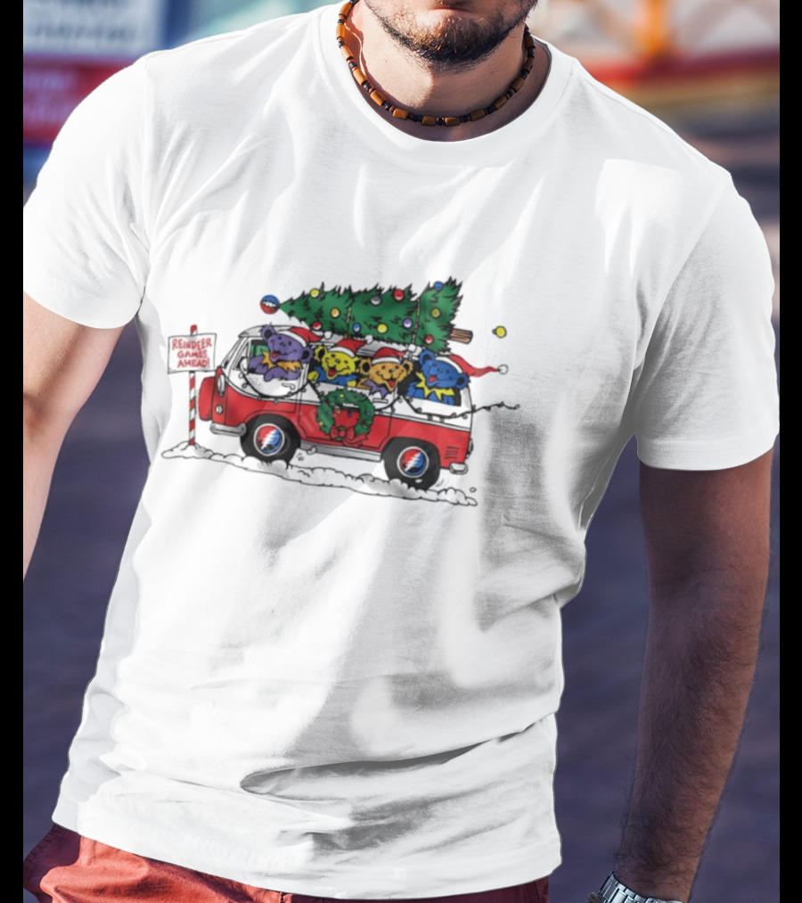 Grateful Dead Steal Your Face Bear Christmas Tree Bus T-Shirt
