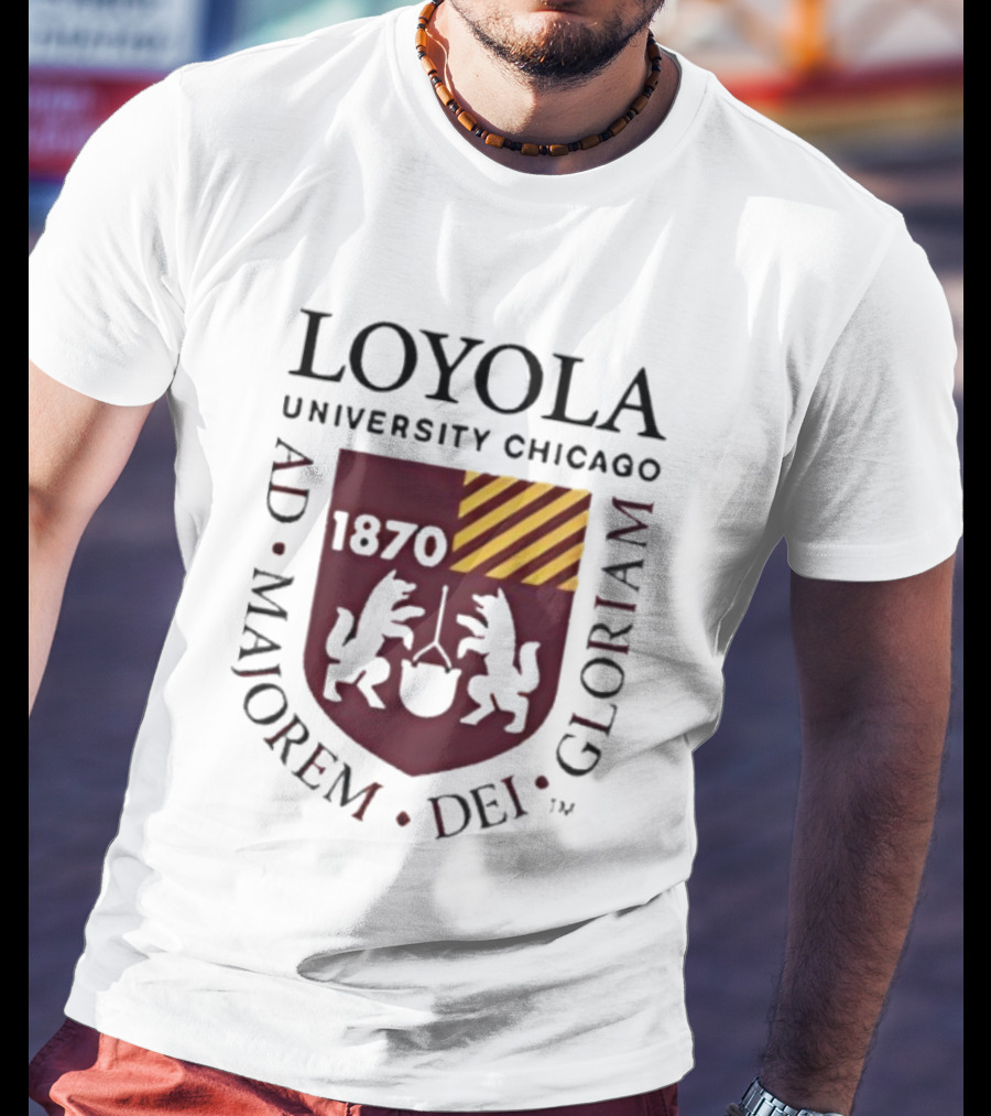 Loyola University Chicago AD Majorem Dei Gloriam 1870 Crest Emblem T-Shirt