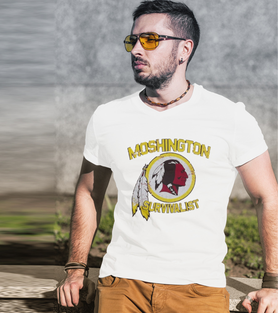 Moshington Survivalist Washington Commanders Logo Feather Emblem T-Shirt