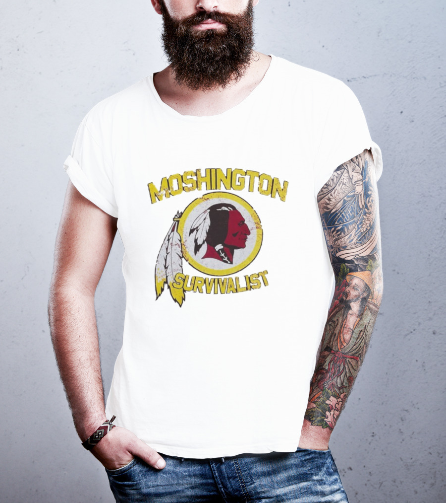 Moshington Survivalist Washington Commanders Logo Feather Emblem T-Shirt