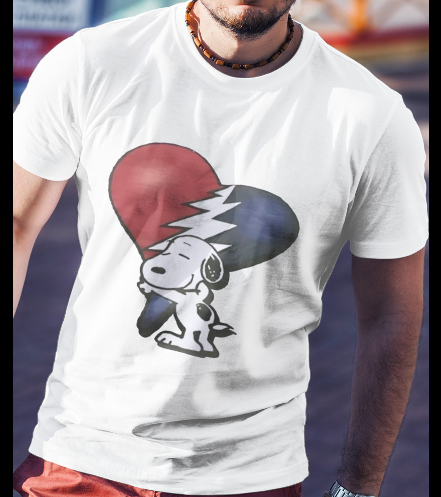 Snoopy Hug Heart Grateful Dead Lightning Bolt T-Shirt