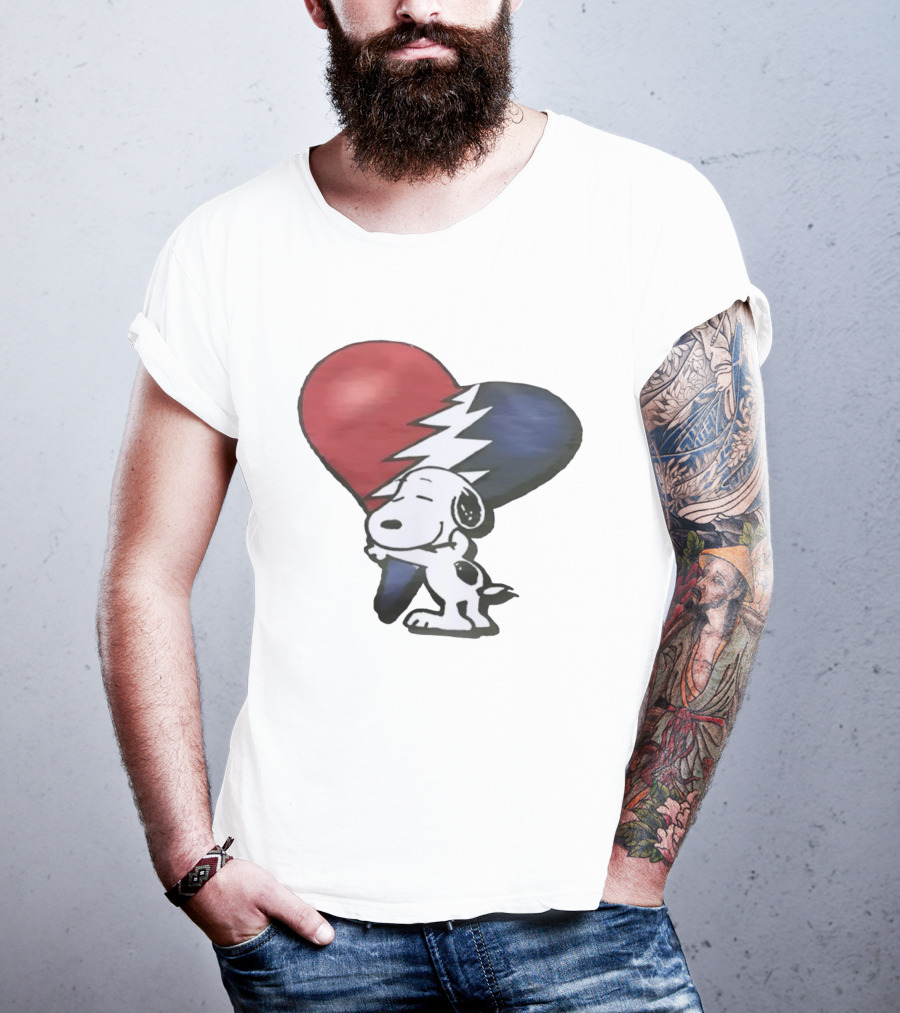 Snoopy Hug Heart Grateful Dead Lightning Bolt T-Shirt