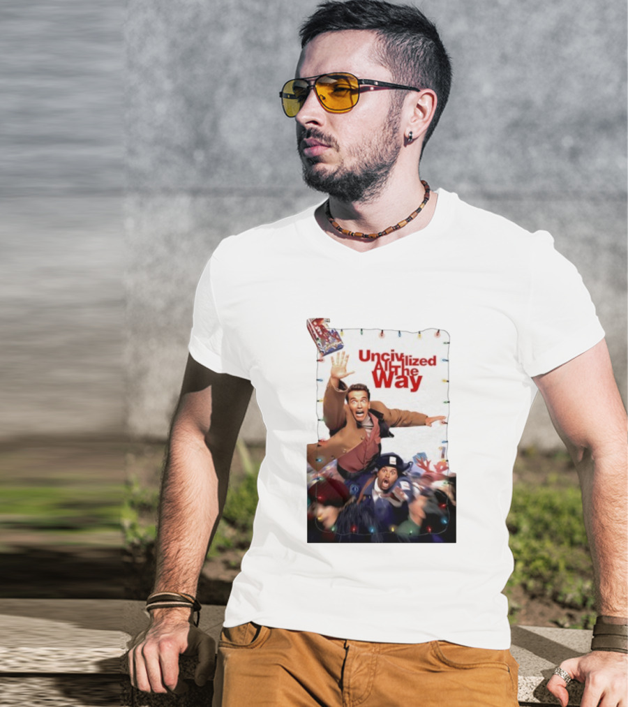 Uncivilized All The Way Turbo Man Christmas Chaos T-Shirt