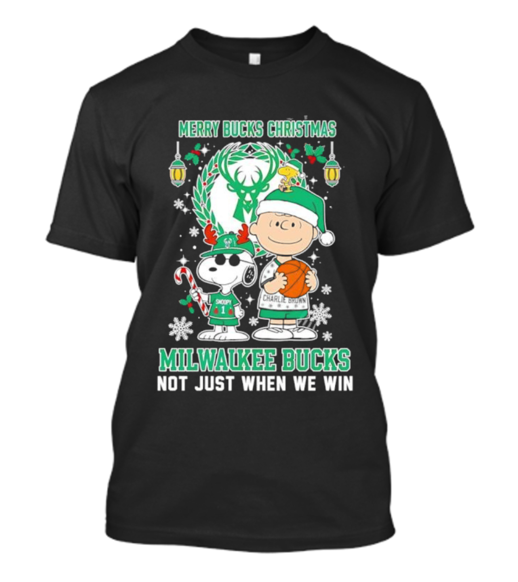 Merry Bucks Christmas Snoopy Milwaukee Bucks Forever Not Just When We Win T-Shirt