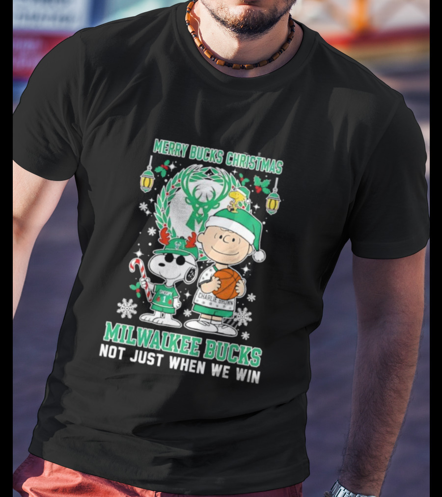 Merry Bucks Christmas Snoopy Milwaukee Bucks Forever Not Just When We Win T-Shirt