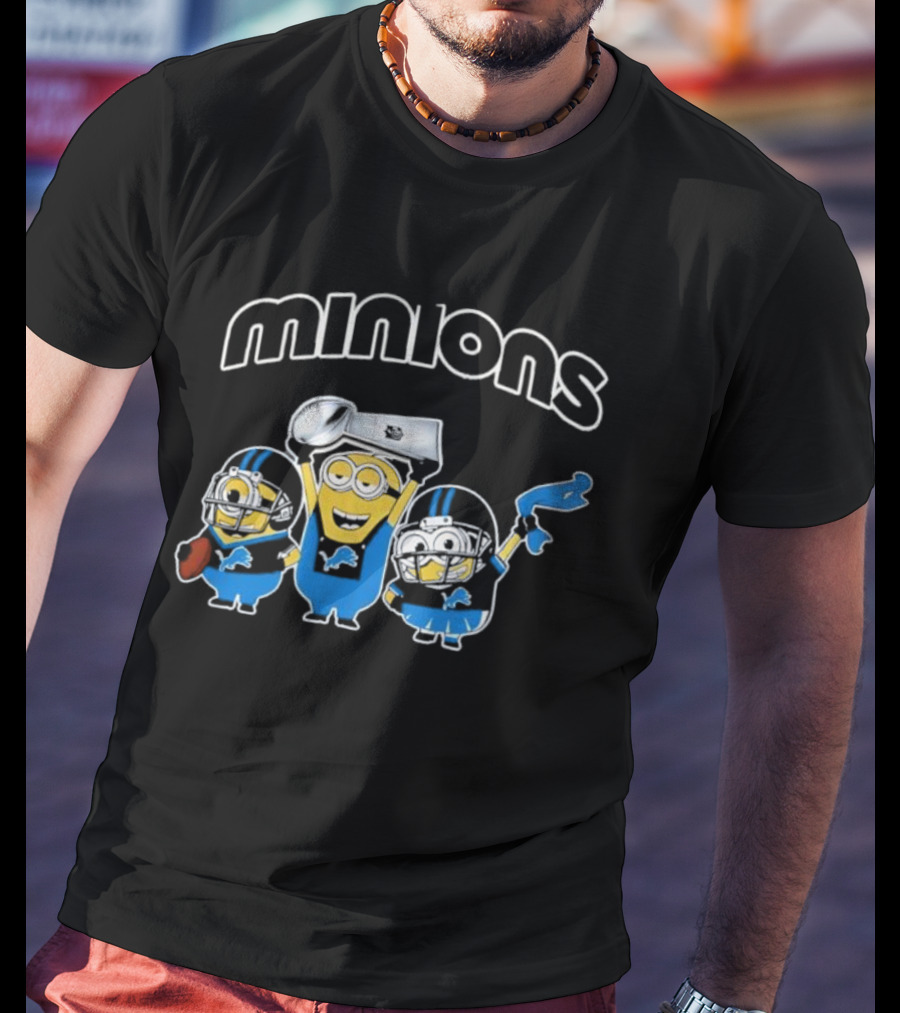 Detroit Lions Minions Celebrate NFL Victory With Trophy And Team Spirit T-Shirt