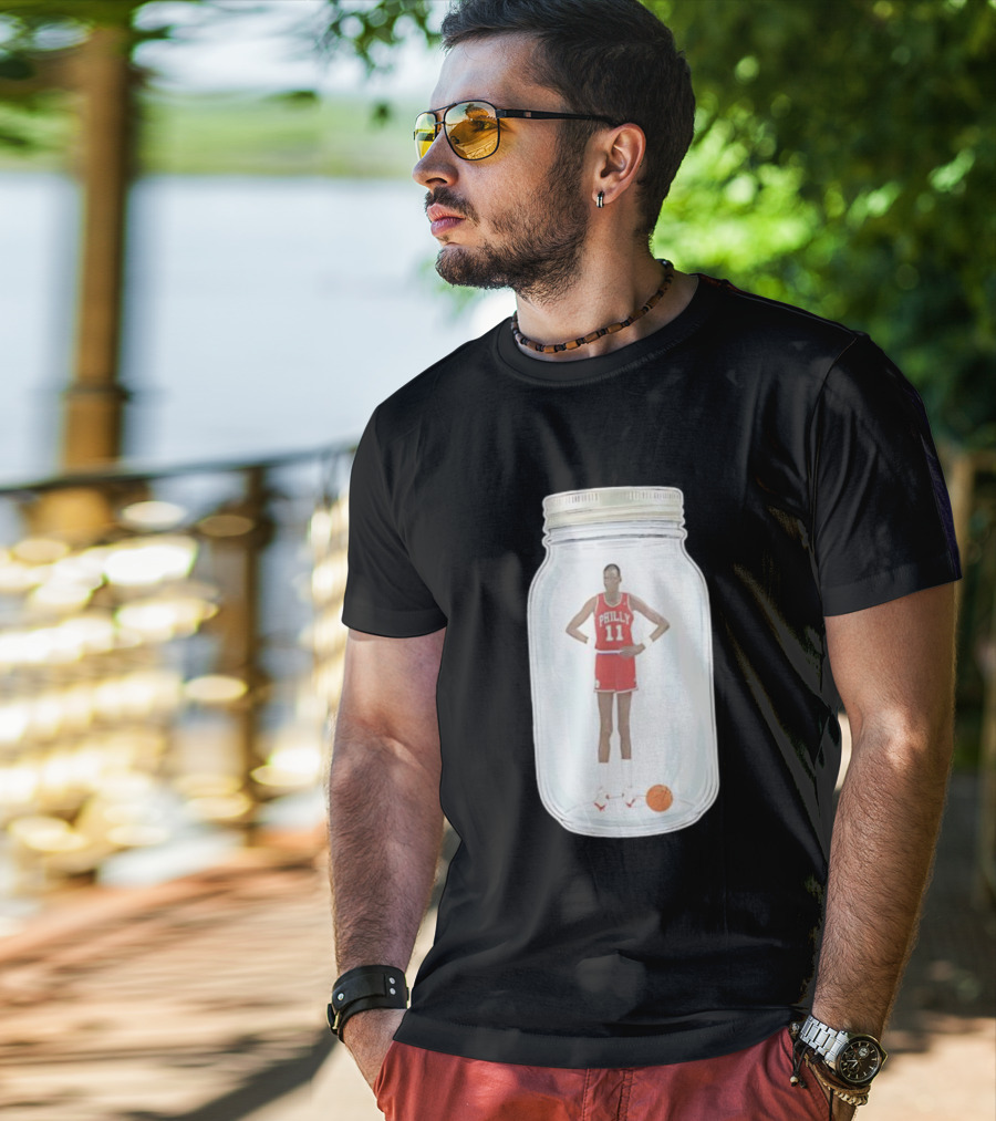 Philly Basketball 76ers Number 11 Manute Bol Jersey In Jar T-Shirt