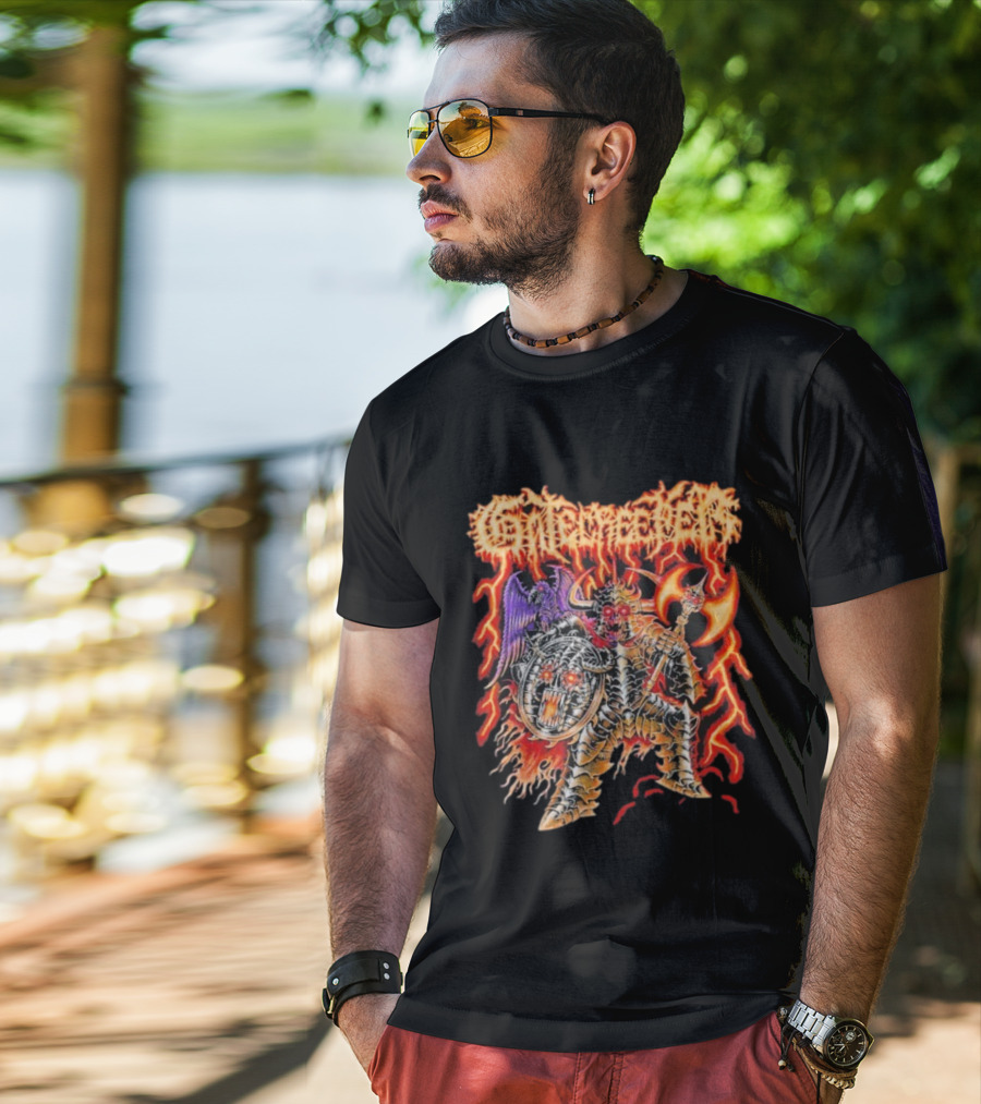 Gatecreeper Raven Lord Flames Skeleton Warrior Ravenax T-Shirt