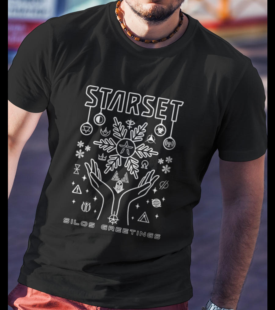 Starset Silos Greetings Holiday Christmas Snowflakes And Hands T-Shirt